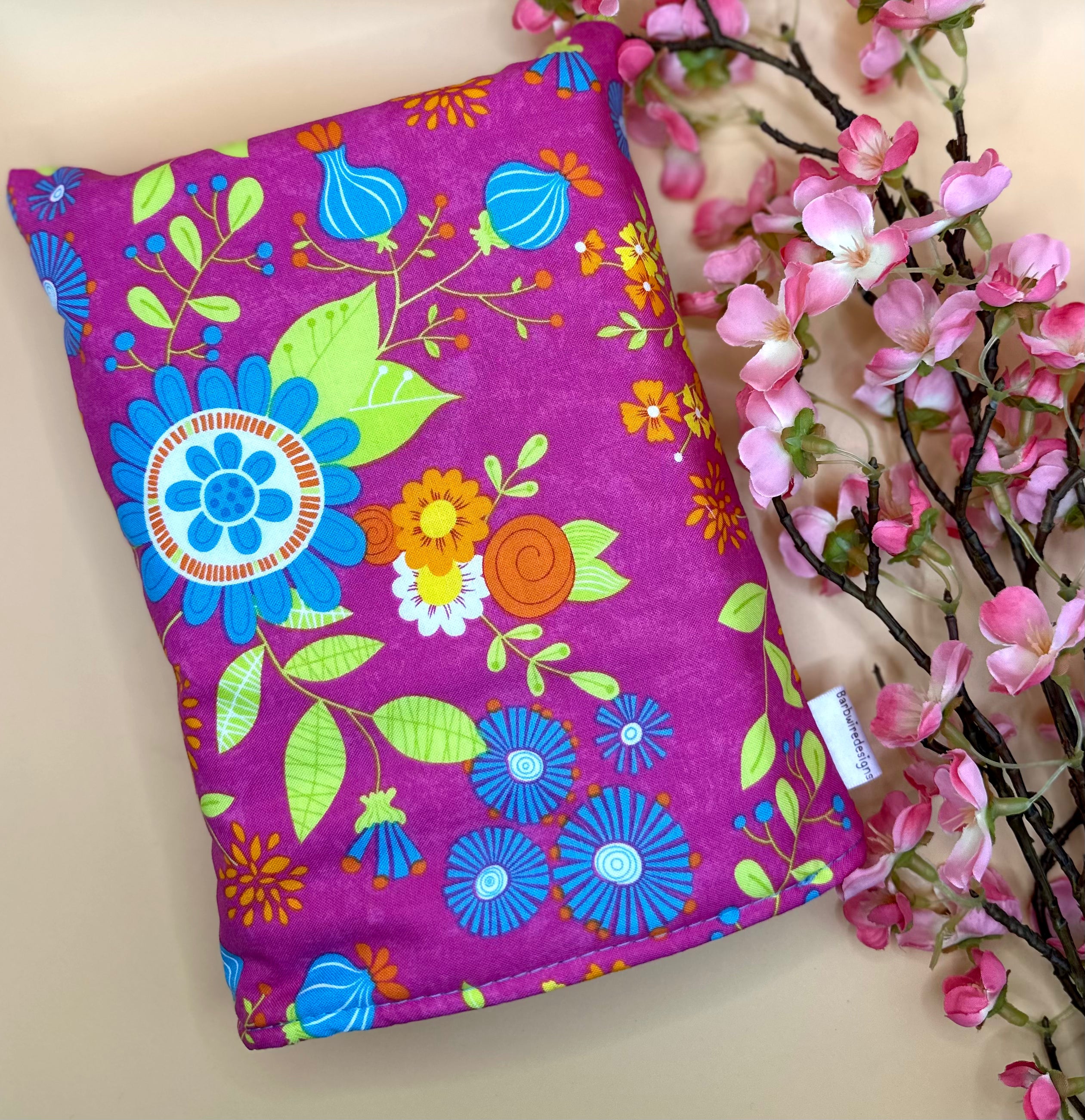 Handmade Small Sized Colourful Book Sleeve Kindle e-reader Cover - Barb Wire Designs pink floral