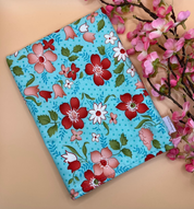 Handmade Small Sized Colourful Book Sleeve Kindle e-reader Cover - Barb Wire Designs small floral with blue background